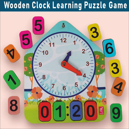 Wooden Clock Learning Activity Board Game for Kids