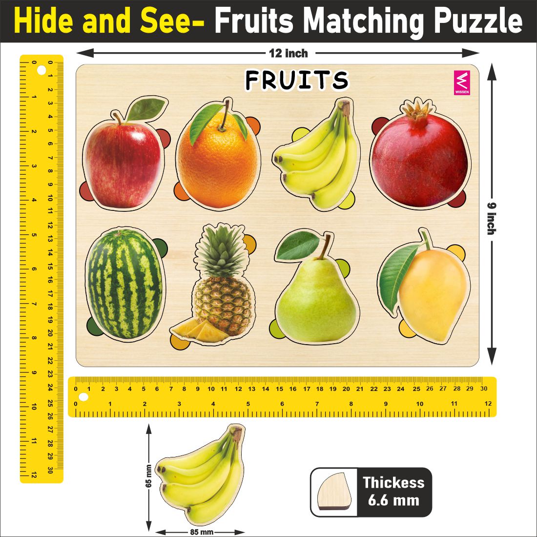 Wooden Hide and See Fruits Puzzle