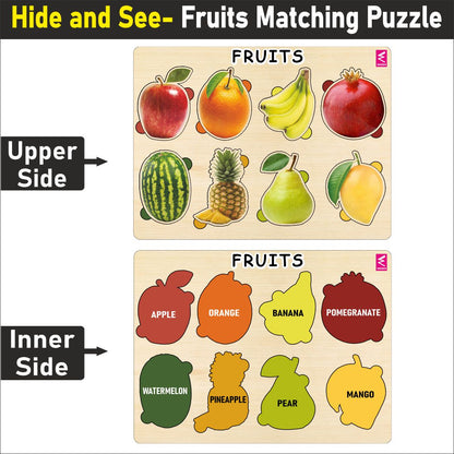 Wooden Hide and See Fruits Puzzle