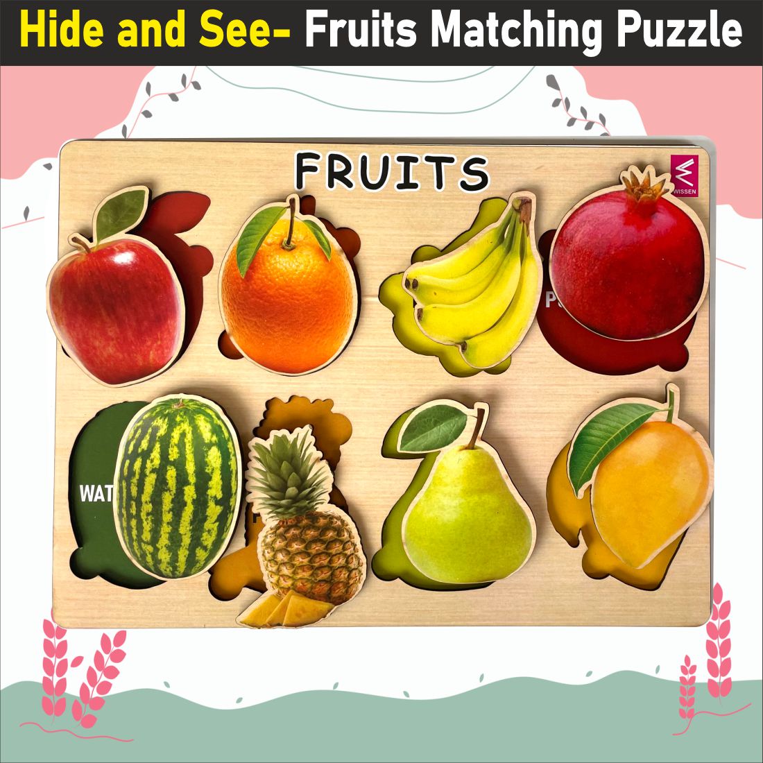 Wooden Hide and See Fruits Puzzle