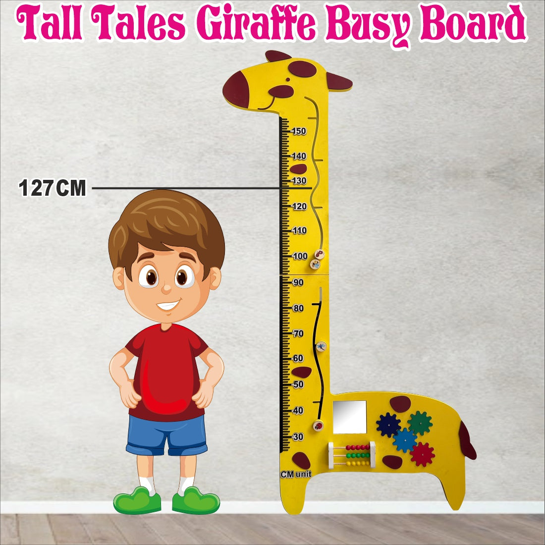 Tall Tales Wooden Giraffe Height Busy Board