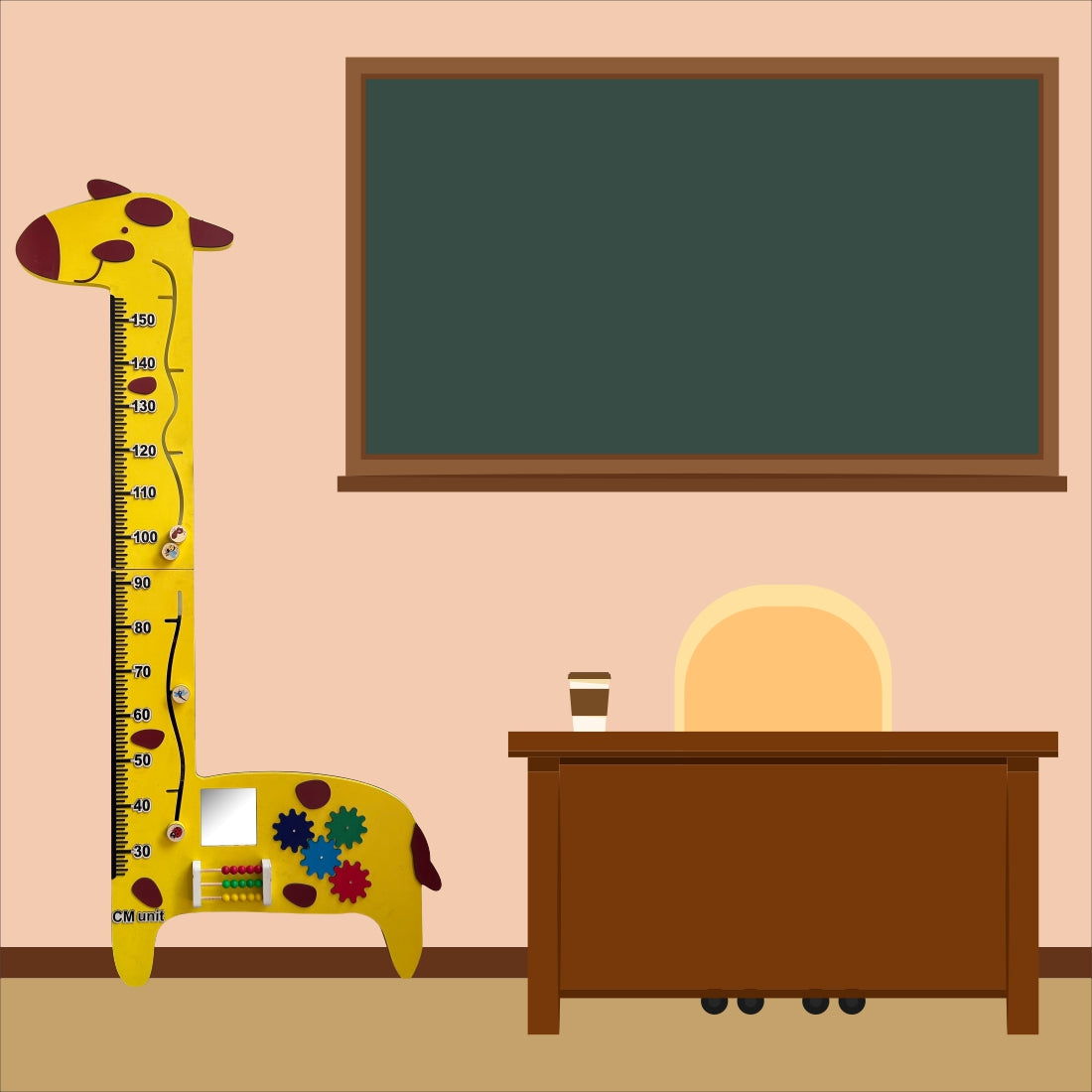 Tall Tales Wooden Giraffe Height Busy Board