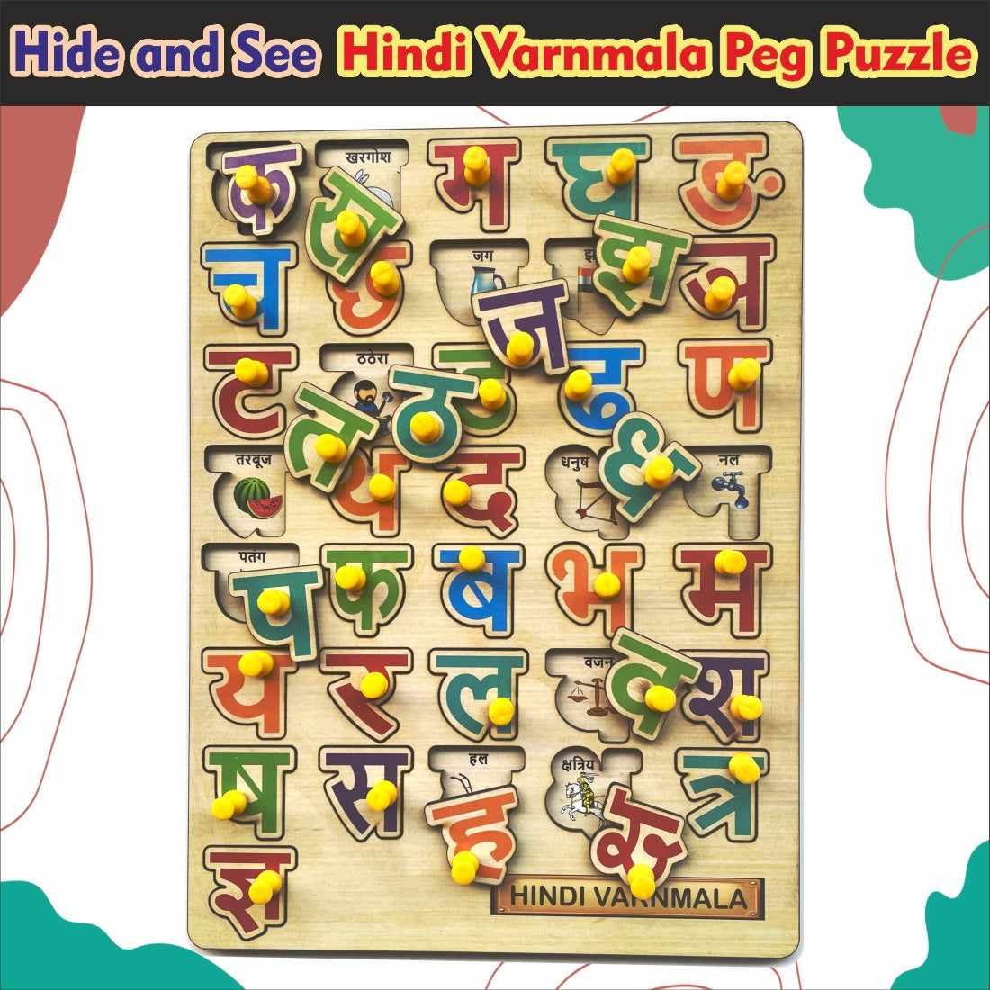 Wooden Hindi Varnamala Peg Board Puzzle