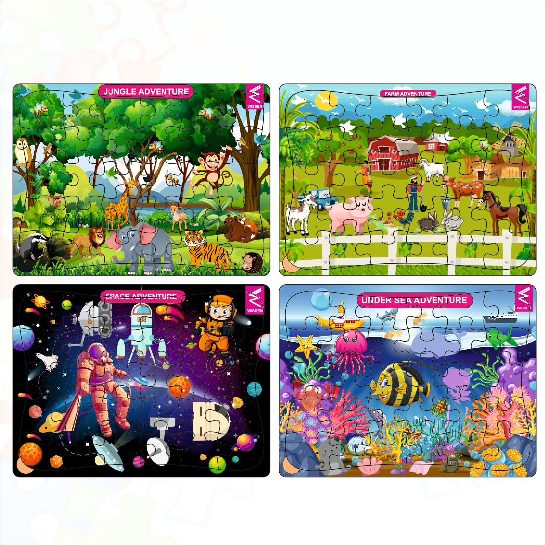 Wooden Jigsaw puzzle -12*9 inch-Combined Set of 4