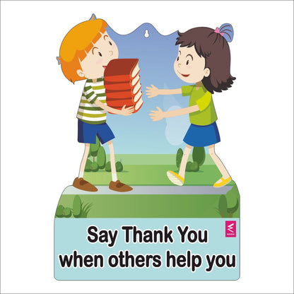 Wooden(MDF) Wall Decor Cutout for kids- Say thank you when others help you  -Learning through Fun design - 12*18 inch