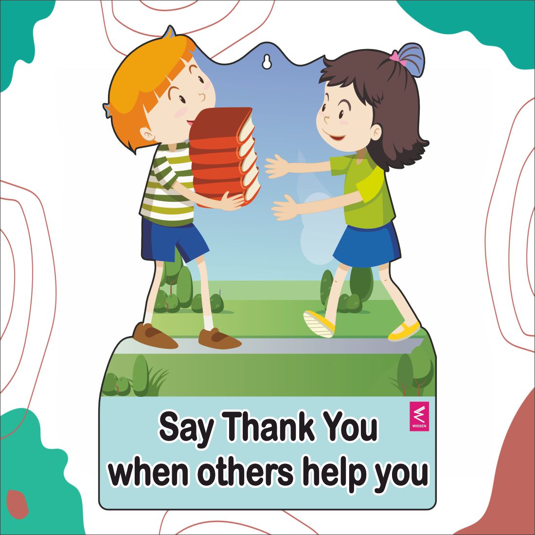 Wooden(MDF) Wall Decor Cutout for kids- Say thank you when others help you  -Learning through Fun design - 12*18 inch