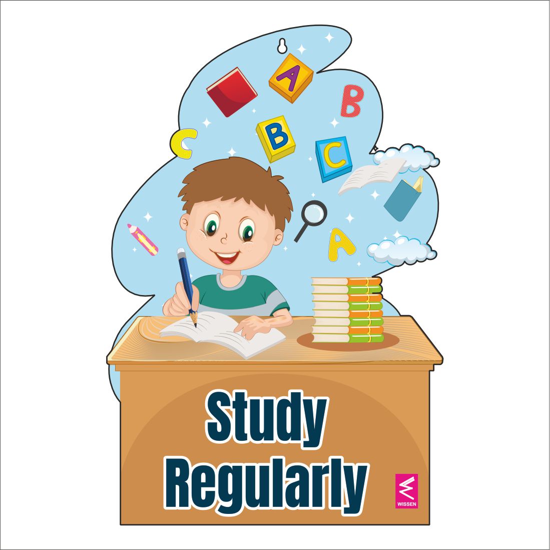 Wooden(MDF) Wall Decor Cutout for kids- Study Regularly -Learning through Fun design - 12*18 inch