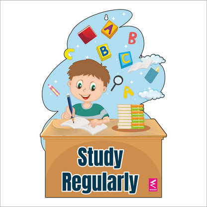 Wooden(MDF) Wall Decor Cutout for kids- Study Regularly -Learning through Fun design - 12*18 inch