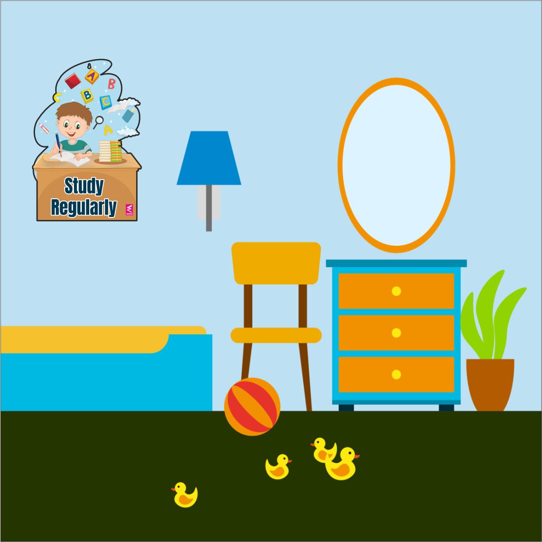 Wooden(MDF) Wall Decor Cutout for kids- Study Regularly -Learning through Fun design - 12*18 inch