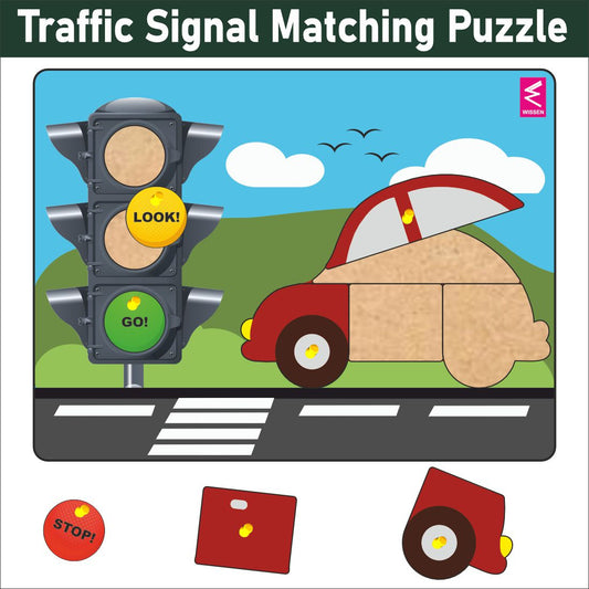 Wooden Traffic Signal and Car peg board puzzle