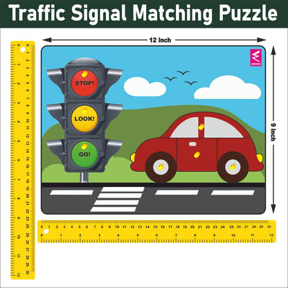 Wooden Traffic Signal and Car peg board puzzle