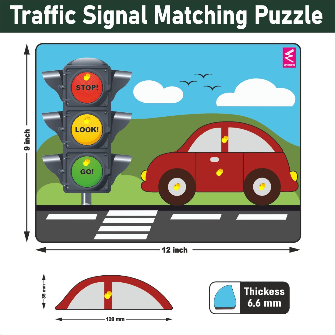 Wooden Traffic Signal and Car peg board puzzle