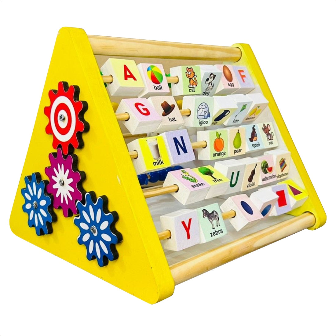 Wooden Five sided Activity Triangle Fun Station Game