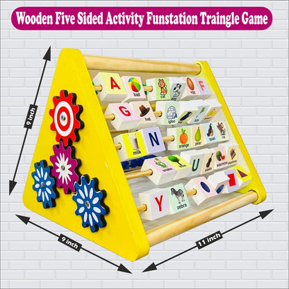 Wooden Five sided Activity Triangle Fun Station Game