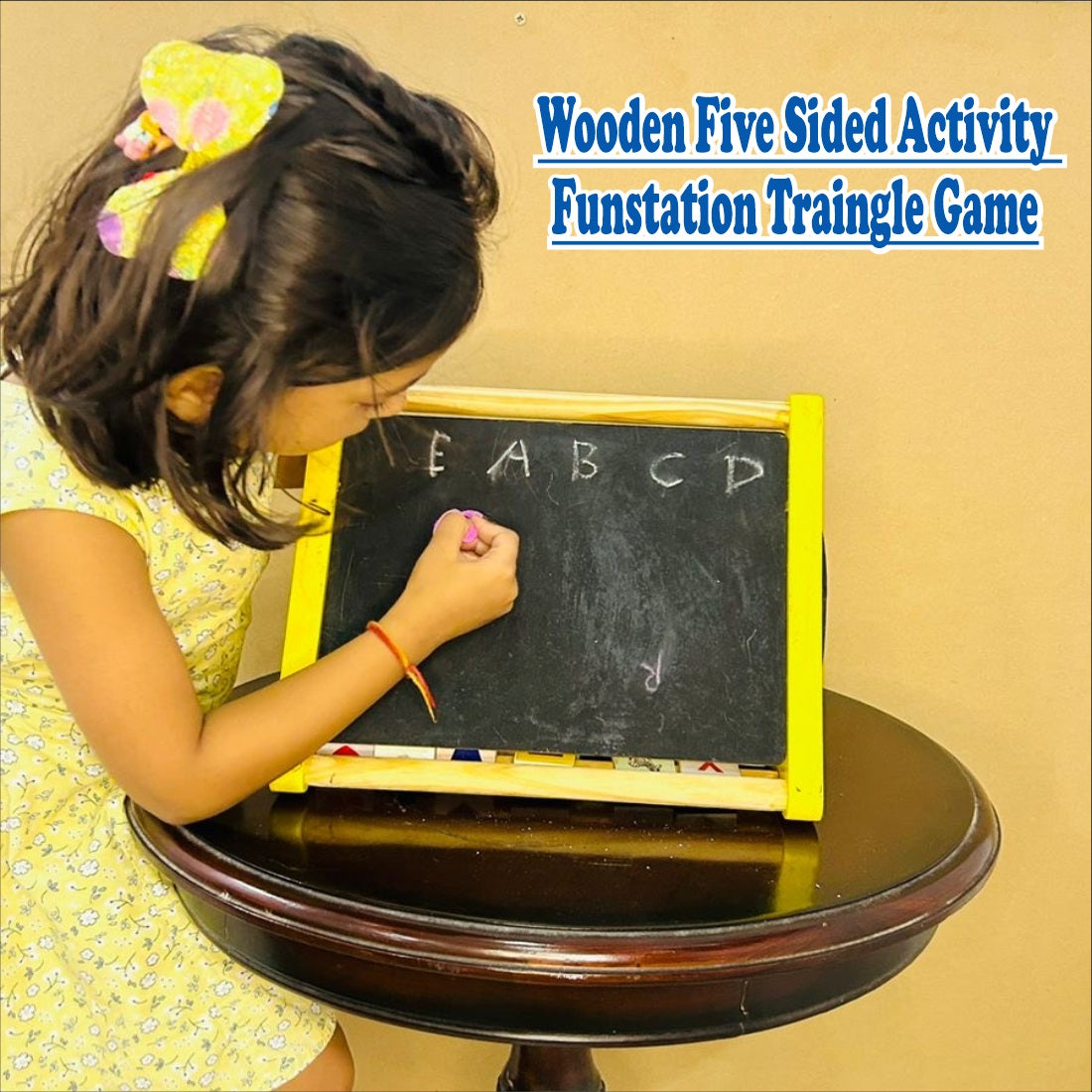 Wooden Five sided Activity Triangle Fun Station Game