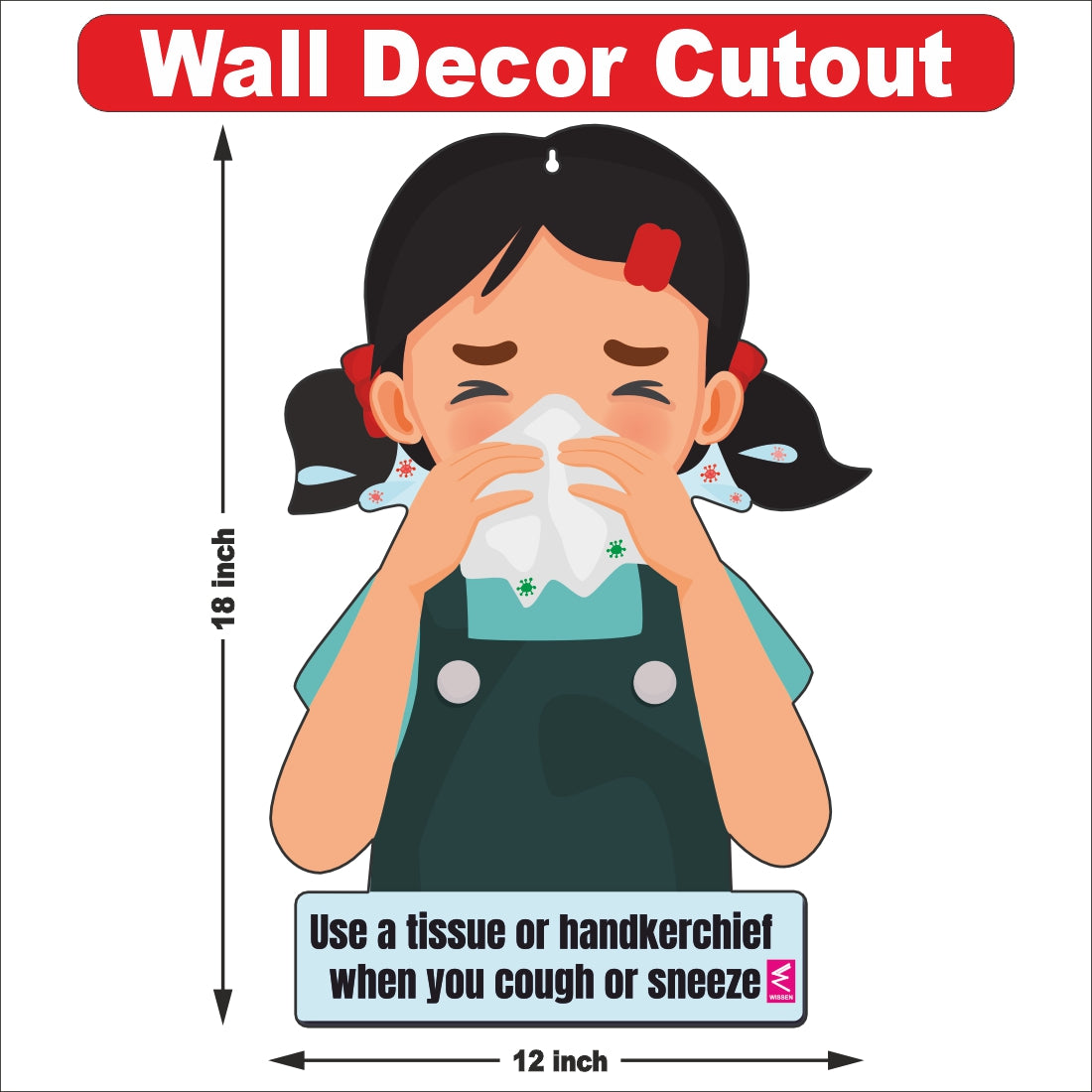 Wooden(MDF) Wall Decor Cutout for kids- Use a tissue -Learning through Fun design - 12*18 inch