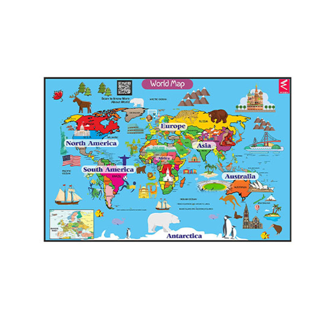 Wooden WORLD Map Jigsaw Puzzle with wooden box packing- 12*18 inch