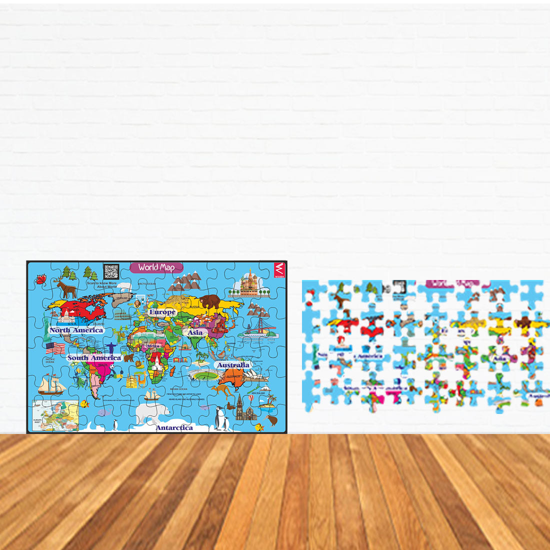 Wooden WORLD Map Jigsaw Puzzle with wooden box packing- 12*18 inch